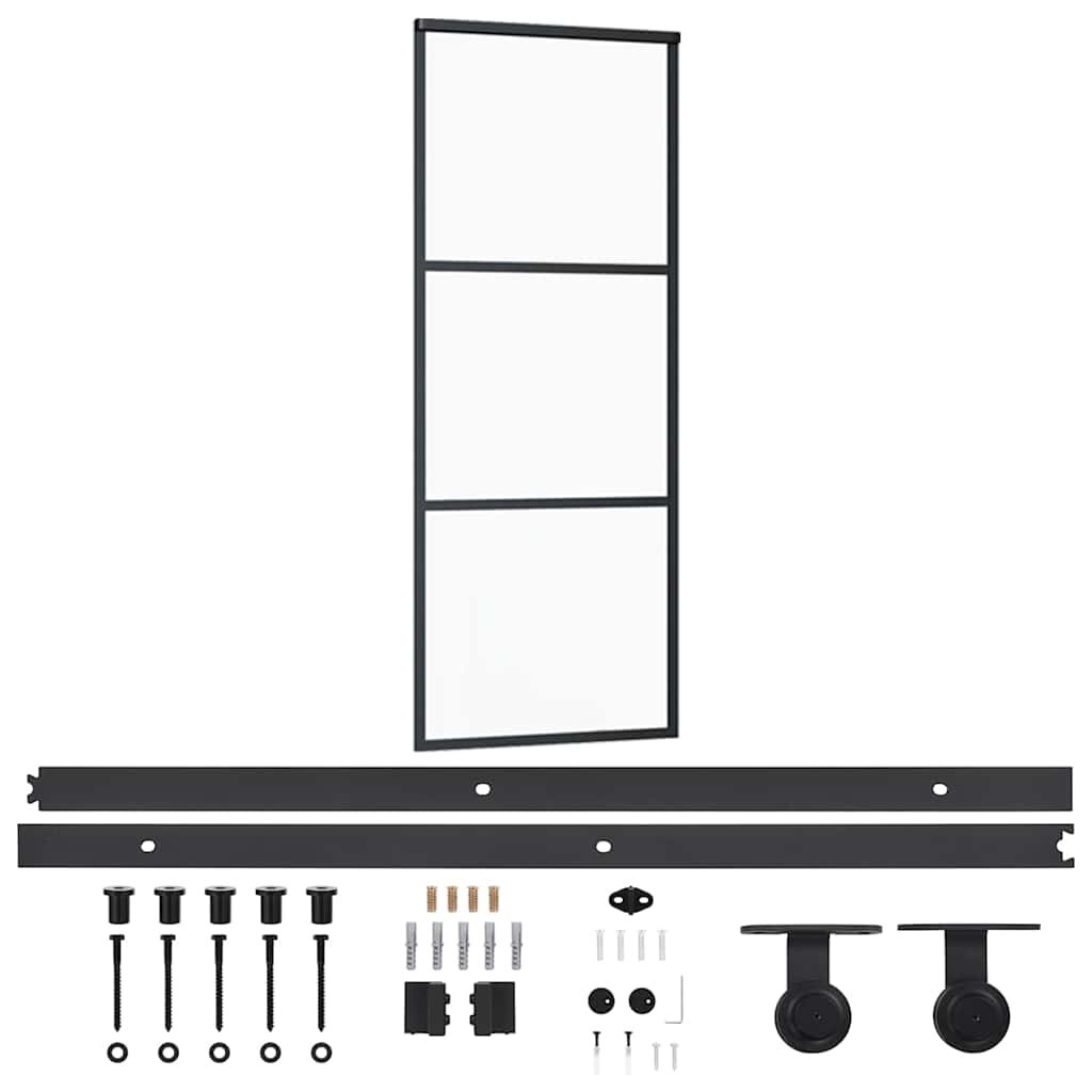 vidaXL Posuvné dveře s kováním ESG sklo a hliník 76 x 205 cm