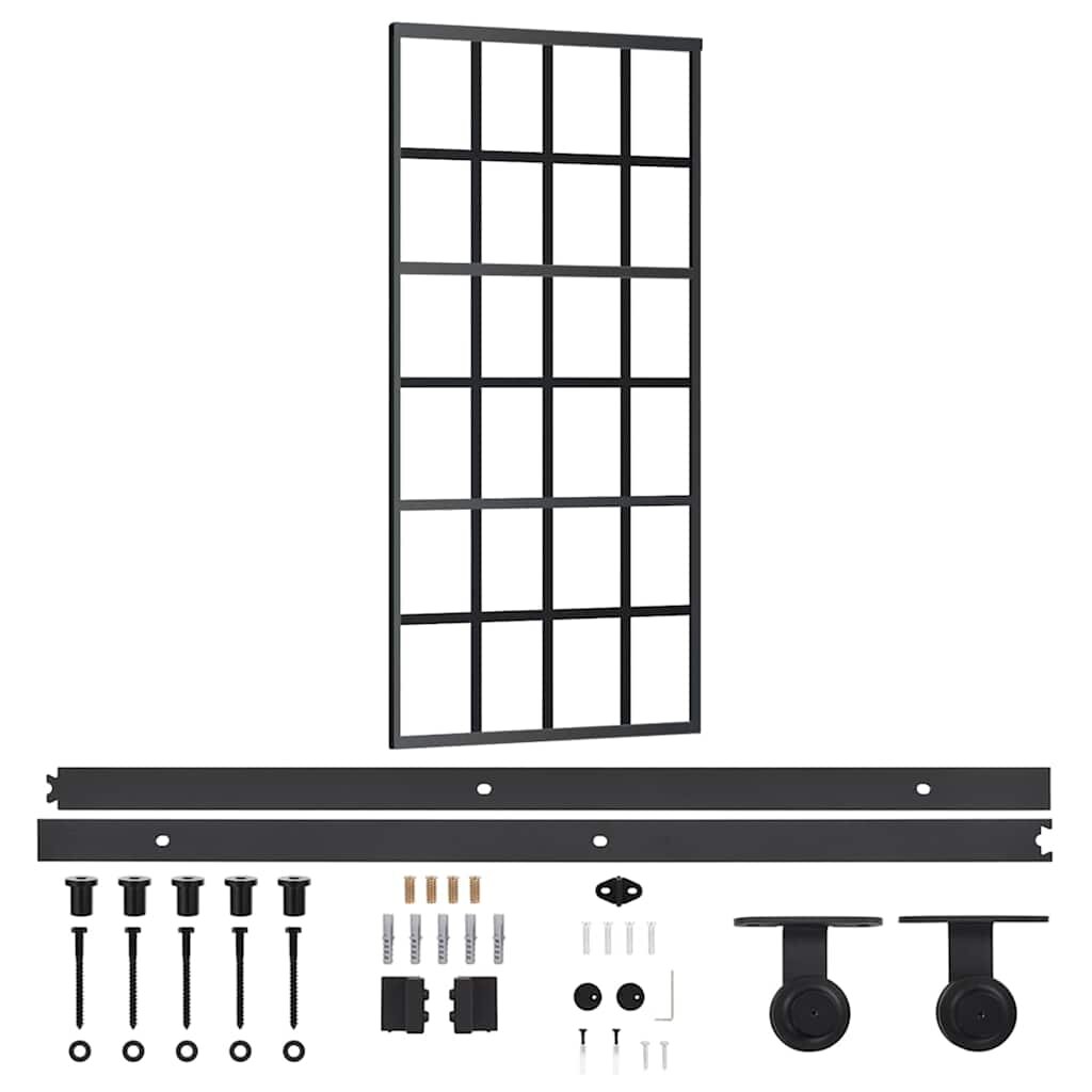 vidaXL Posuvné dveře s kováním ESG sklo a hliník 90 x 205 cm