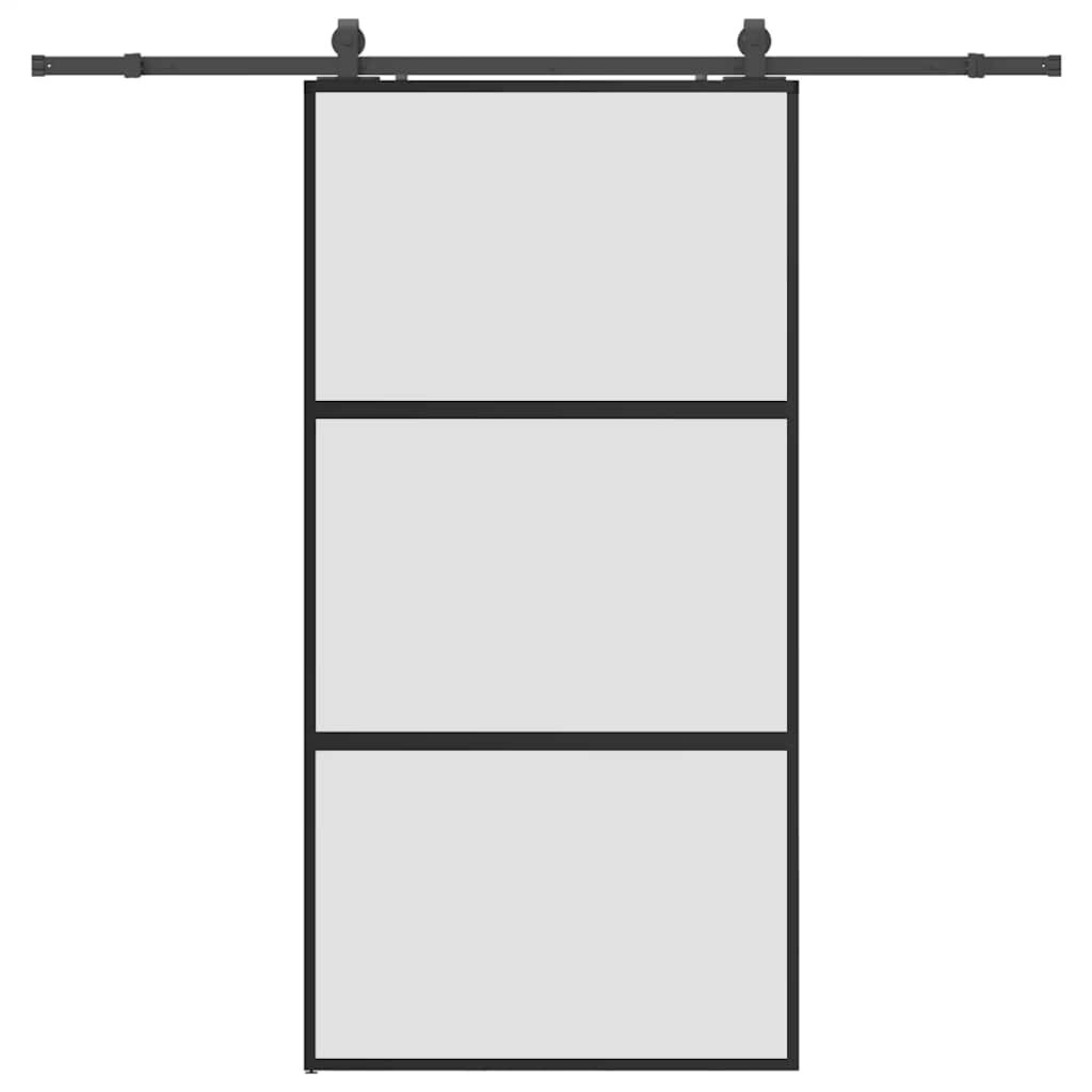 vidaXL Posuvné dveře se sadou kování černé 1025x205 cm Tvrzené sklo