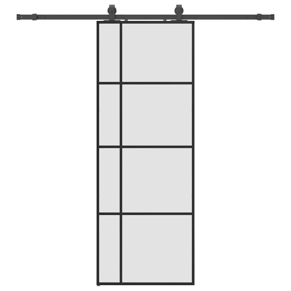 vidaXL Posuvné dveře se sadou kování černé 76x205 cm ESG Glass