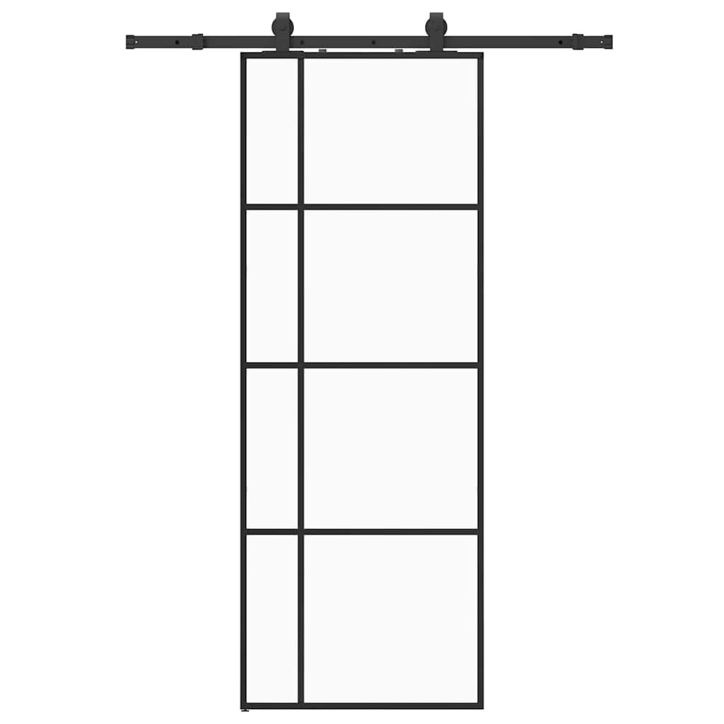 vidaXL Posuvné dveře se sadou kování černé 76x205 cm ESG Glass
