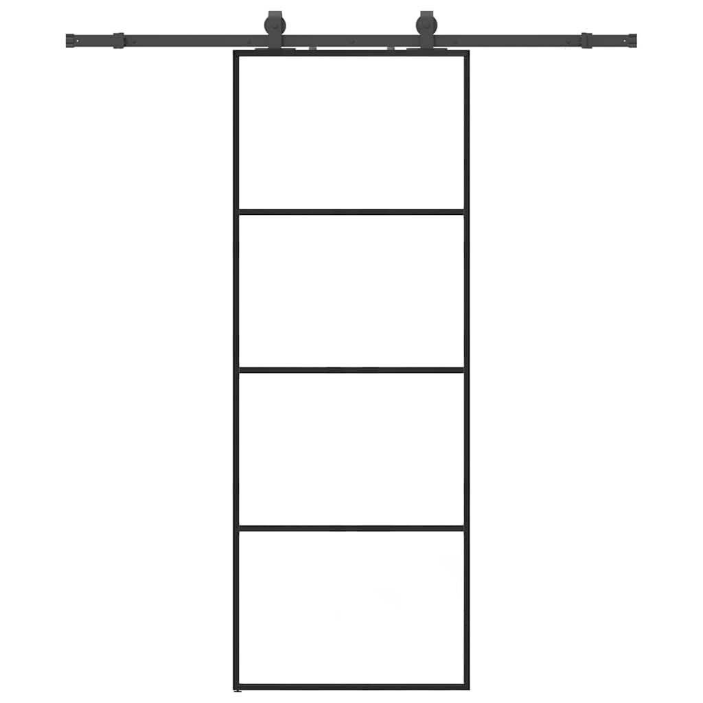vidaXL Posuvné dveře se sadou kování černé 76x205 cm ESG Glass
