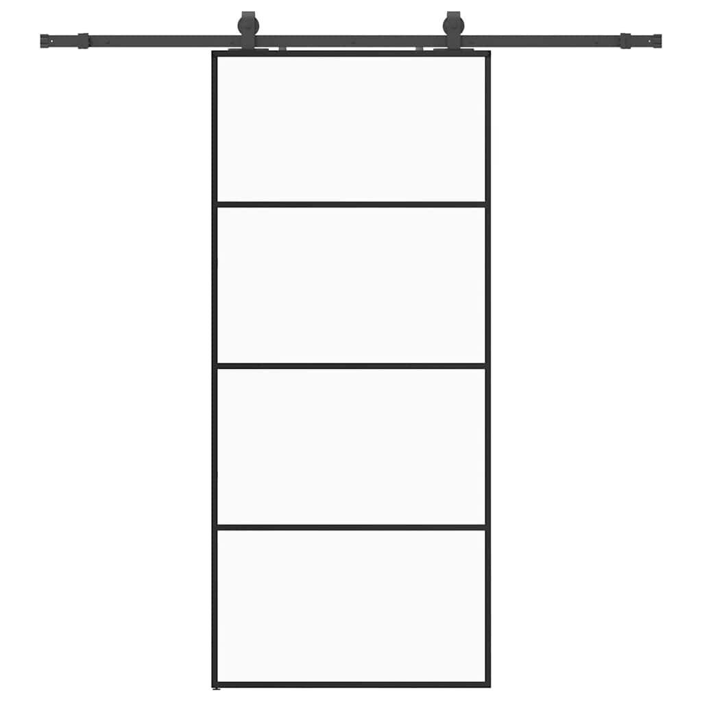 vidaXL Posuvné dveře se sadou kování černé 90x205 cm ESG Glass