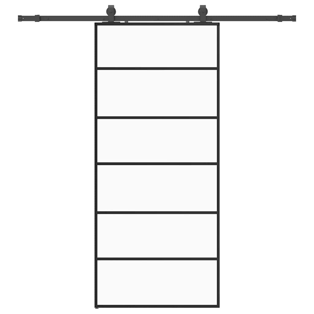 vidaXL Posuvné dveře se sadou kování černé 90x205 cm ESG Glass