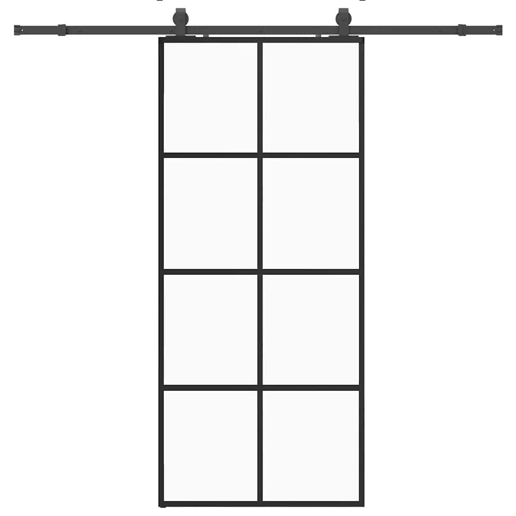 vidaXL Posuvné dveře se sadou kování černé 90x205 cm ESG Glass