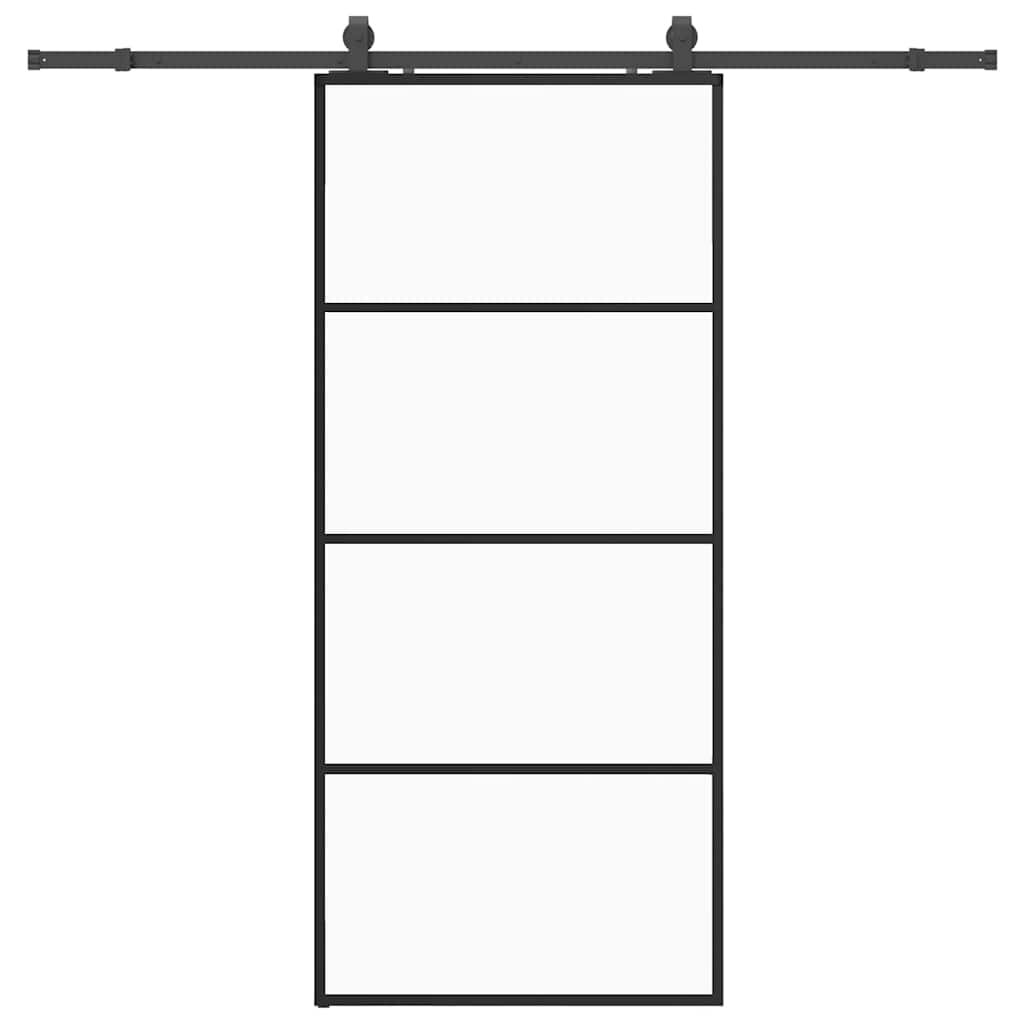 vidaXL Posuvné dveře se sadou kování černé 90x205 cm ESG Glass