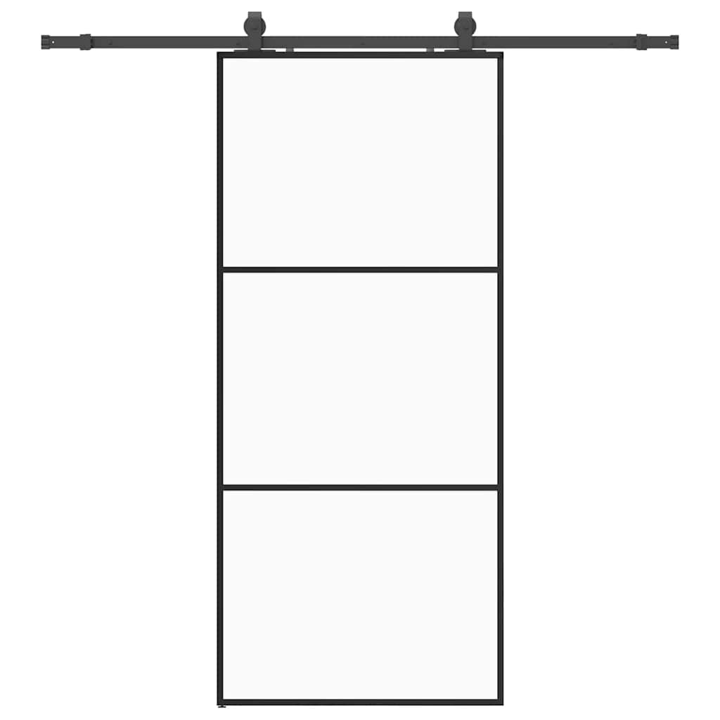 vidaXL Posuvné dveře se sadou kování černé 90x205 cm ESG Glass