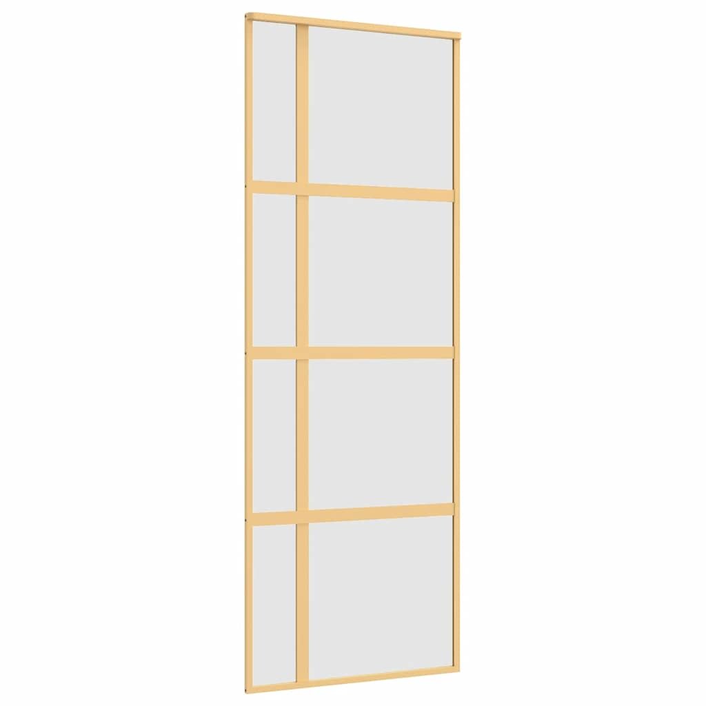 vidaXL Posuvné dveře zlaté 76 x 205 cm mléčné ESG sklo a hliník