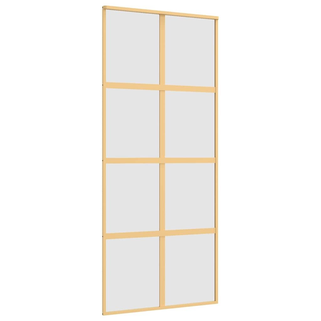 vidaXL Posuvné dveře zlaté 90 x 205 cm mléčné ESG sklo a hliník