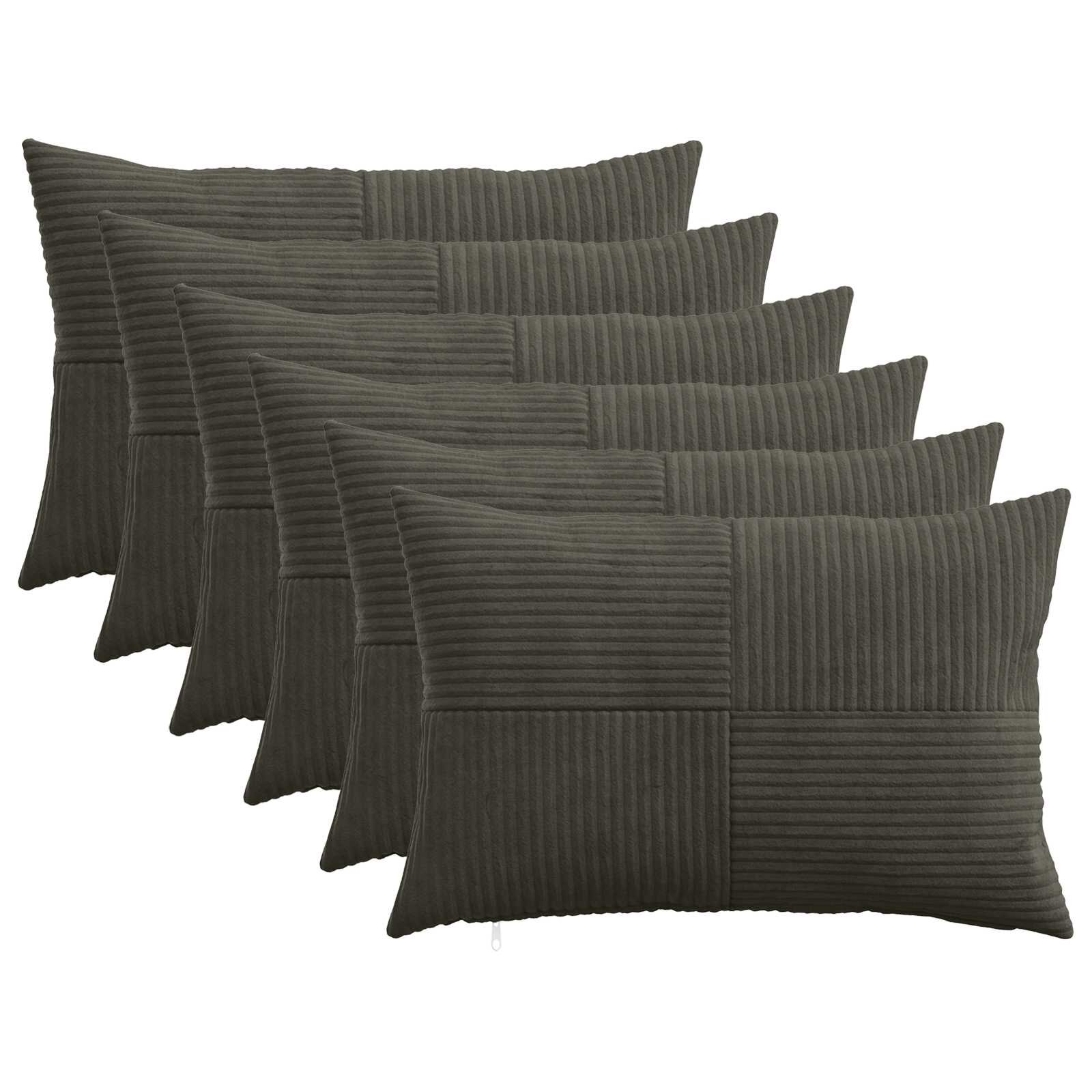 vidaXL Povlak na polštář 6 pcs ALMELO Antracitová 50 x 75 cm manšestr