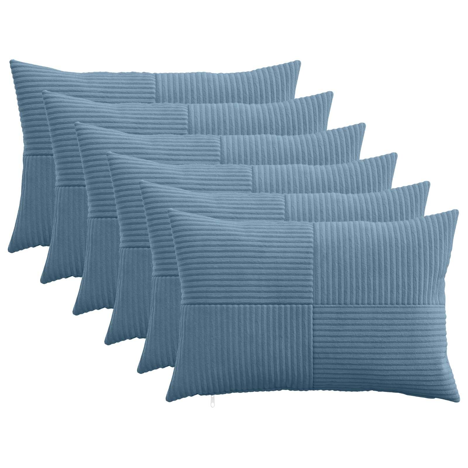 vidaXL Povlak na polštář 6 pcs ALMELO Modrá 40 x 60 cm manšestr