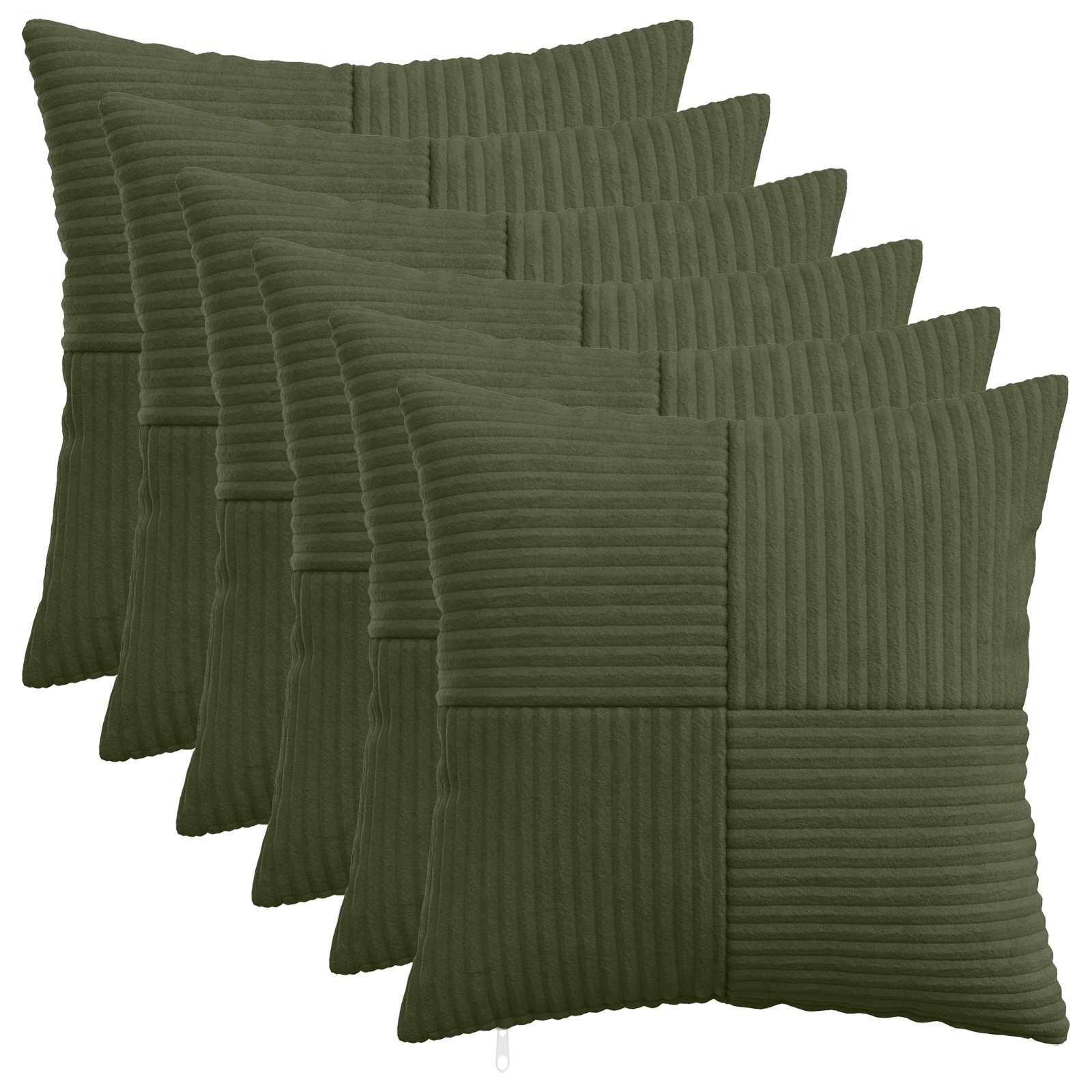 vidaXL Povlak na polštář 6 pcs ALMELO Zelená 45 x 45 cm manšestr