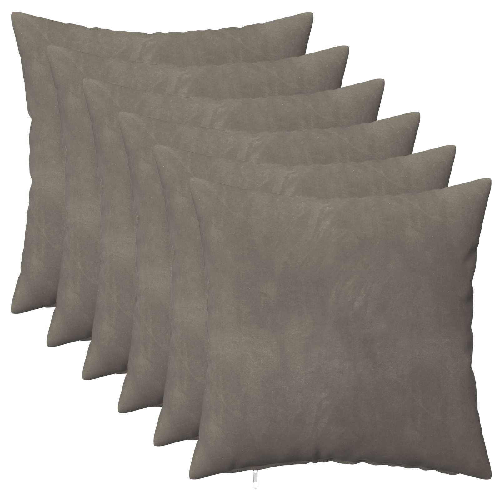vidaXL Povlak na polštář 6 pcs HEERLEN Světle šedá 45 x 45 cm Samet