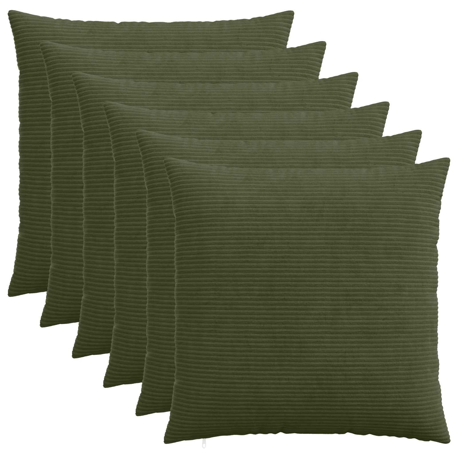 vidaXL Povlak na polštář 6 pcs HEERLEN Zelená 60 x 60 cm manšestr