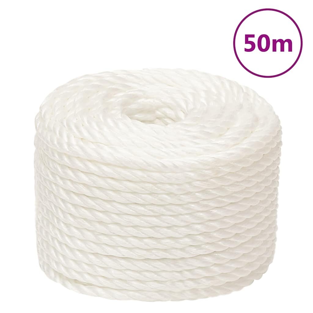 vidaXL Pracovní lano bílá 10 mm 50 m polypropylen