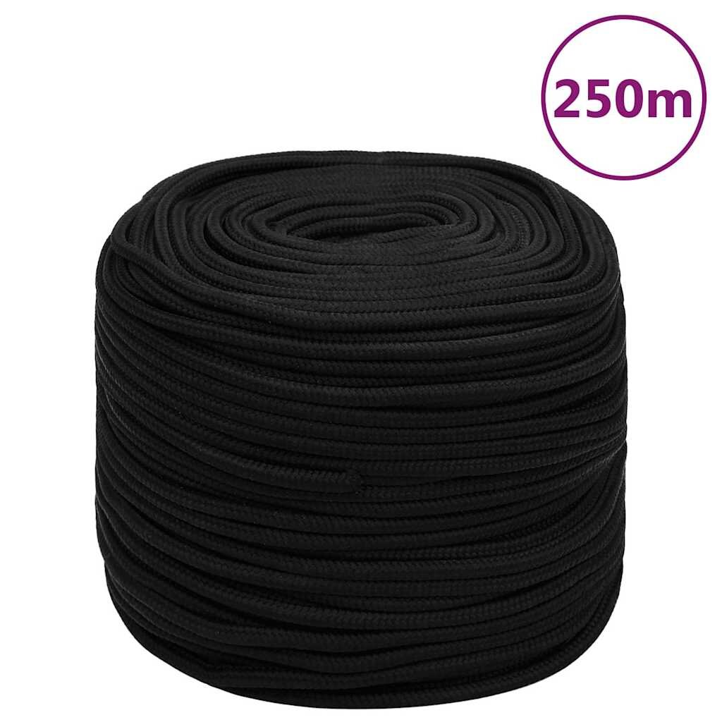 vidaXL Pracovní lano černé 8 mm 250 m polypropylen