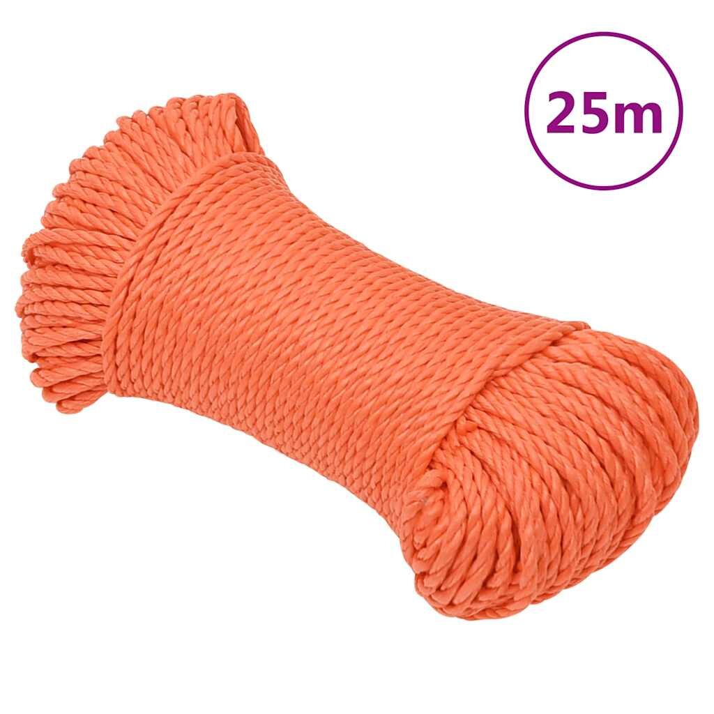 vidaXL Pracovní lano oranžové 6 mm 25 m polypropylen