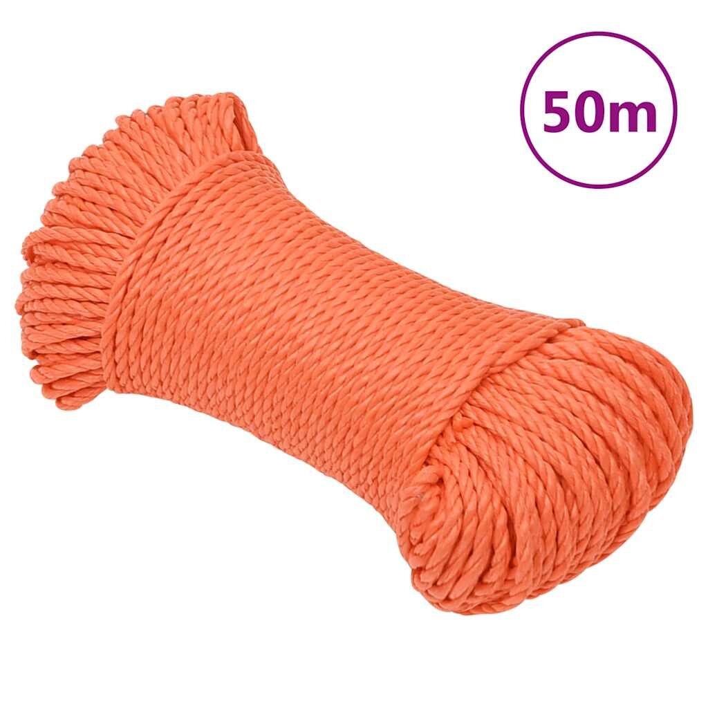 vidaXL Pracovní lano oranžové 6 mm 50 m polypropylen