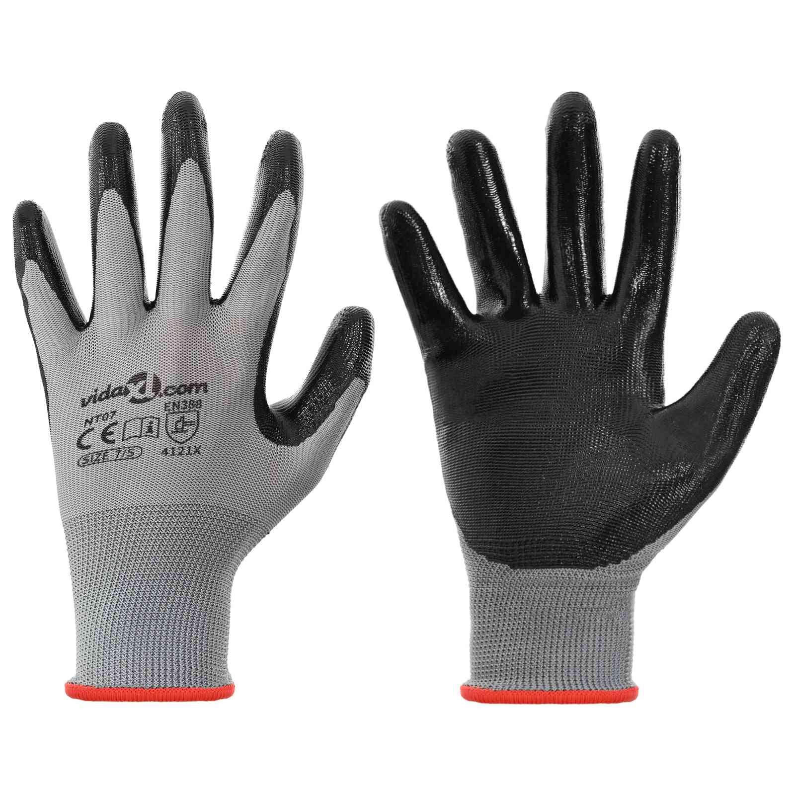 vidaXL Pracovní rukavice 12 ks Šedá a černá 7 / S Polyester
