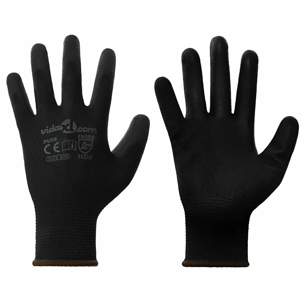 vidaXL Pracovní rukavice 24 ks Černá 8 / m Polyester
