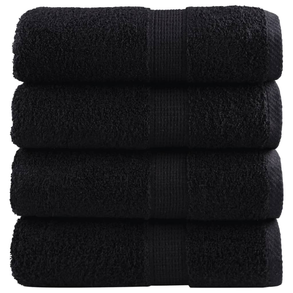 vidaXL Prémiové mycí utěrky SOLUND 4 ks černé 30x30 cm 600 g/m²