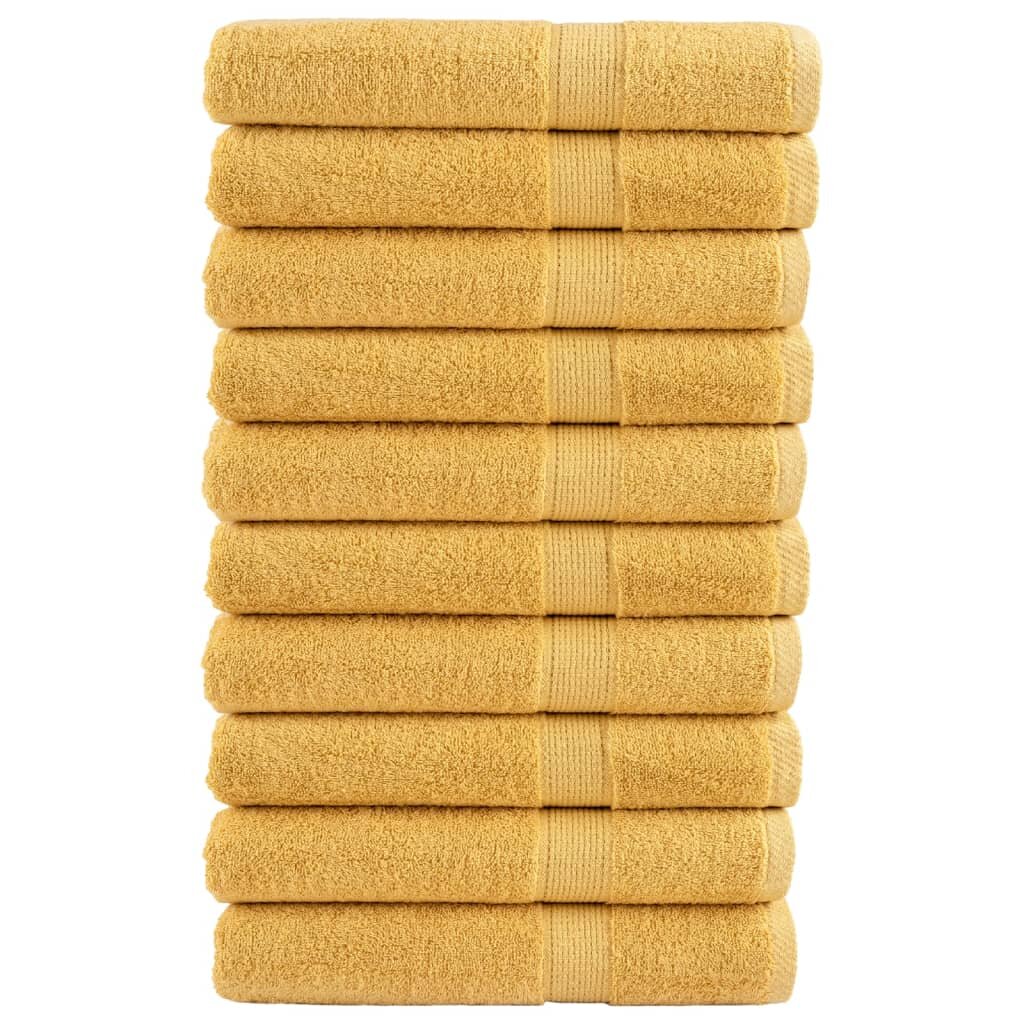 vidaXL Prémiové ručníky SOLUND 10 ks zlaté 100x200 cm 600 g/m²