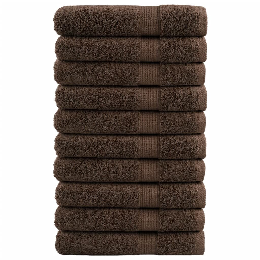 vidaXL Prémiové saunové osušky SOLUND 10 ks hnědé 80x200 cm 600 g/m²