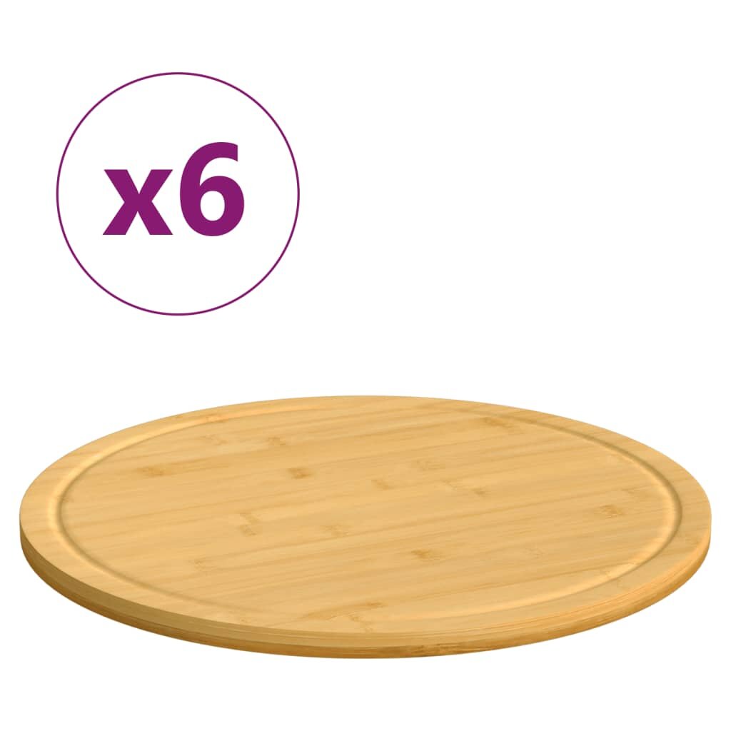 vidaXL Prkénka na krájení 6 ks Ø 40 x 15 cm bambus