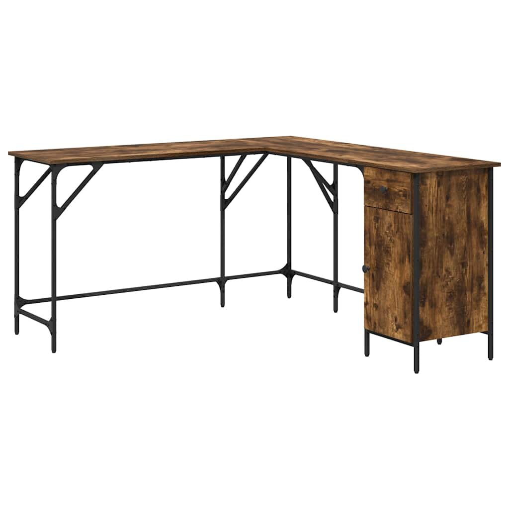 vidaXL Psací stůl kouřový dub 141 x 141 x 75 cm kompozitní dřevo