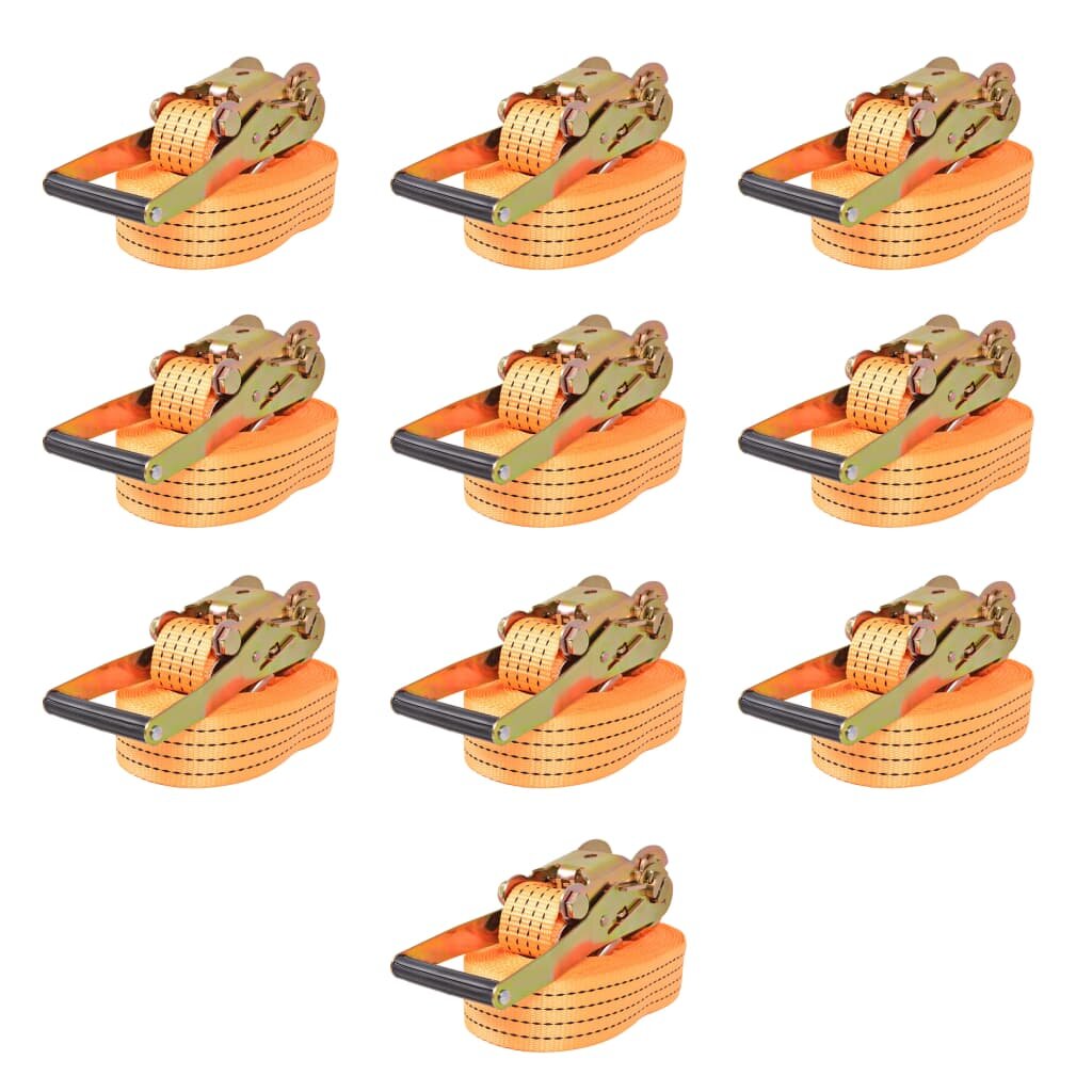 vidaXL Ráčnové upínací pásy 10 ks 2 tuny 8mx50mm oranžové