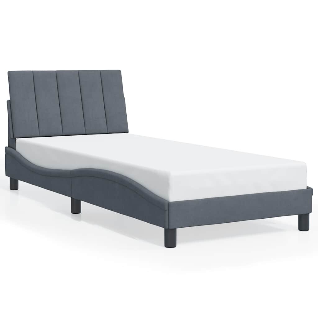 vidaXL Rám postele bez matrace Hanko tmavě šedá 90 x 190 cm samet