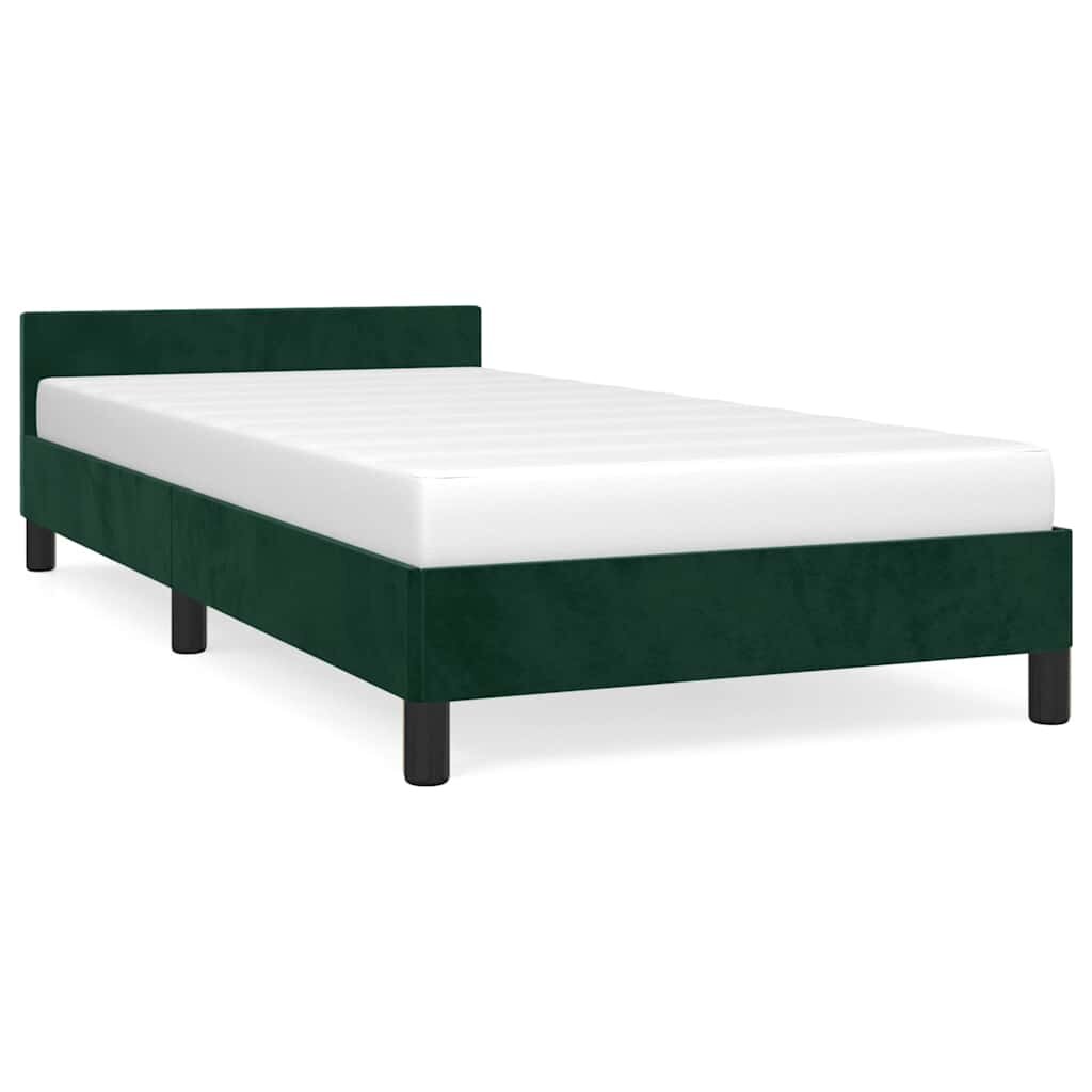 vidaXL Rám postele bez matrace tmavě zelená 90 x 190 cm samet