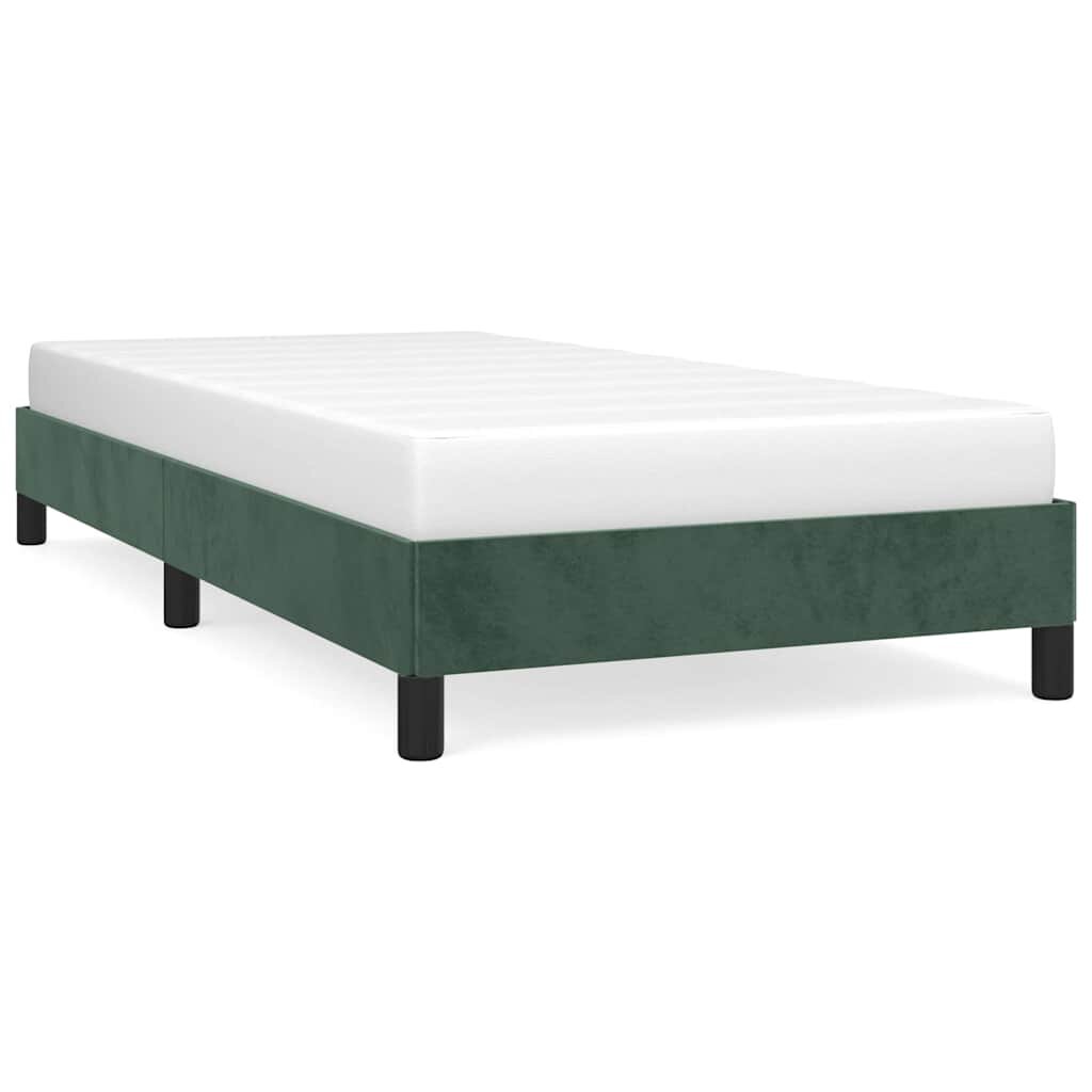 vidaXL Rám postele bez matrace tmavě zelená 90 x 200 cm samet