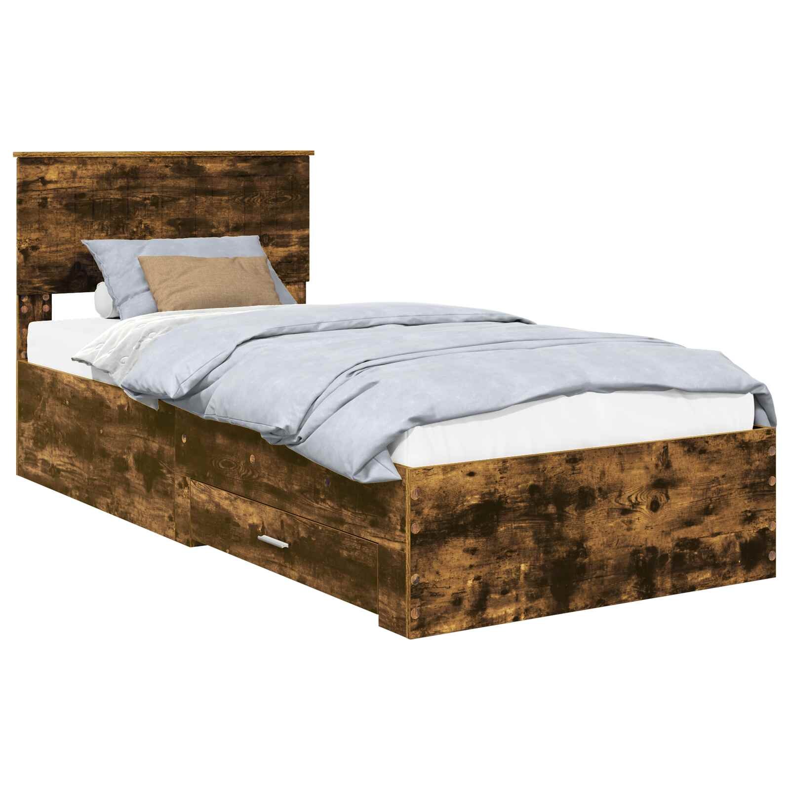 vidaXL Rám postele Kouřový dub 90 x 190 cm Kompozitní dřevo