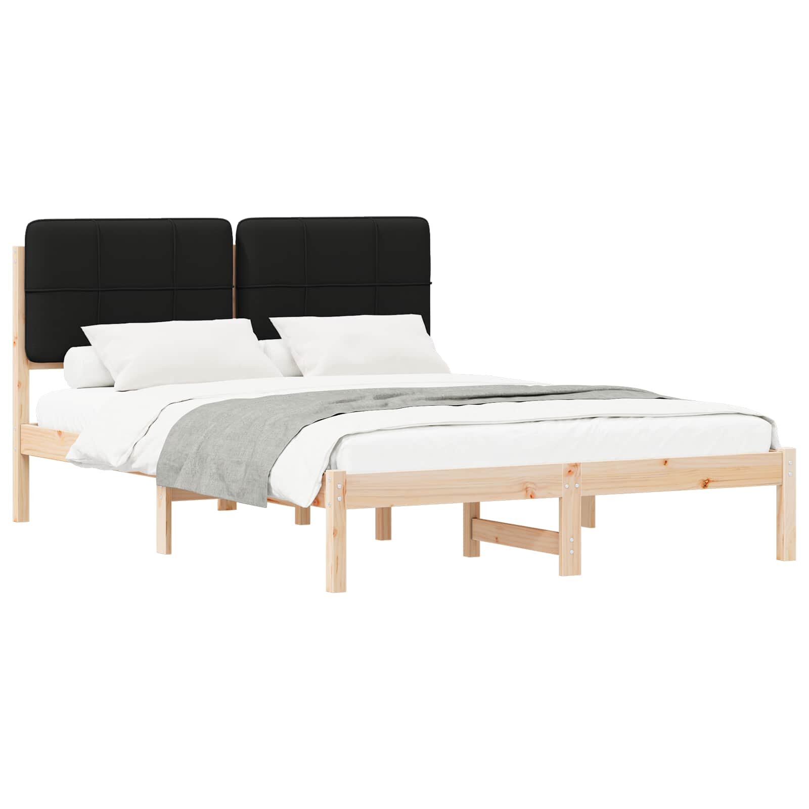 vidaXL Rám postele s čalouněným čelem s čelo Černá 140 x 190 cm