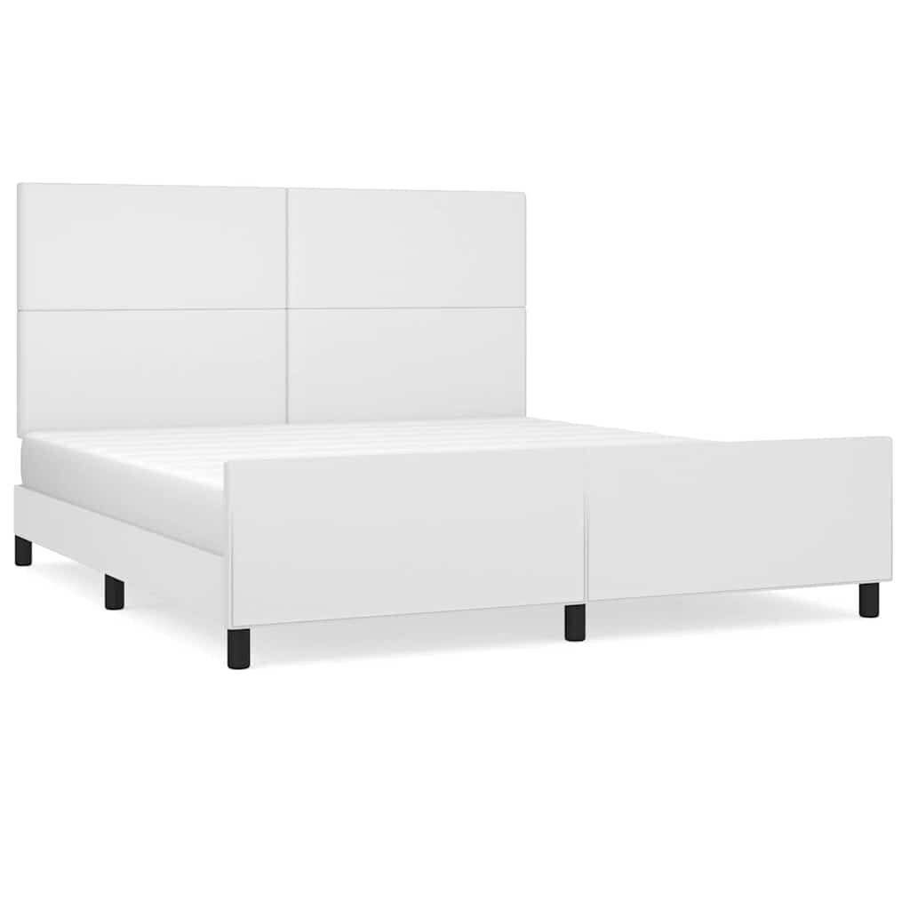 vidaXL Rám postele s čelem bílý 180x200 cm umělá kůže