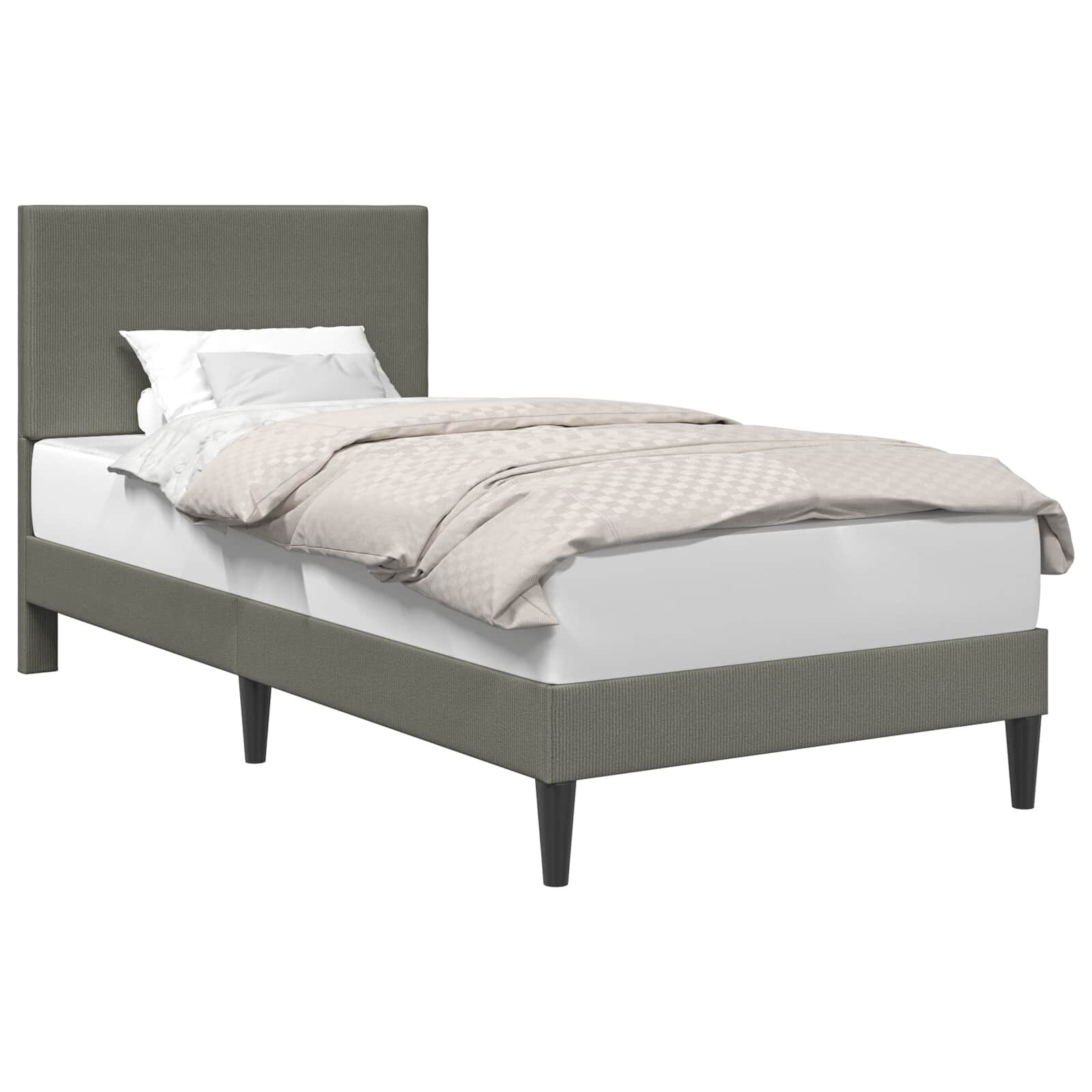 vidaXL Rám postele s čelo Světle šedá 80 x 200 cm Žebrovaná látka