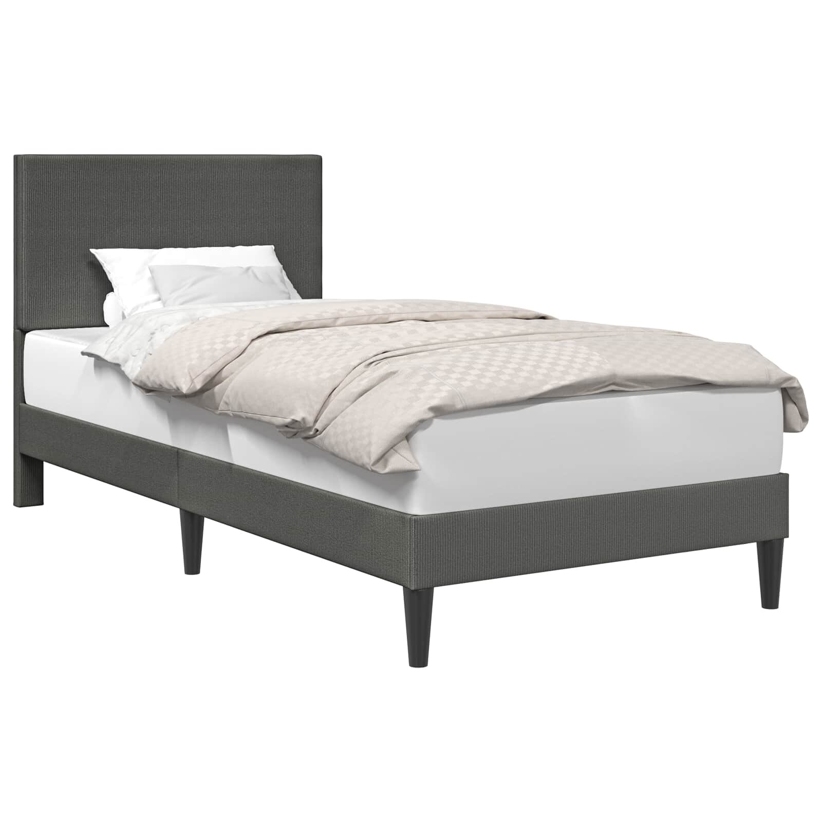 vidaXL Rám postele Tmavě šedá 90 x 200 cm Žebrovaná látka