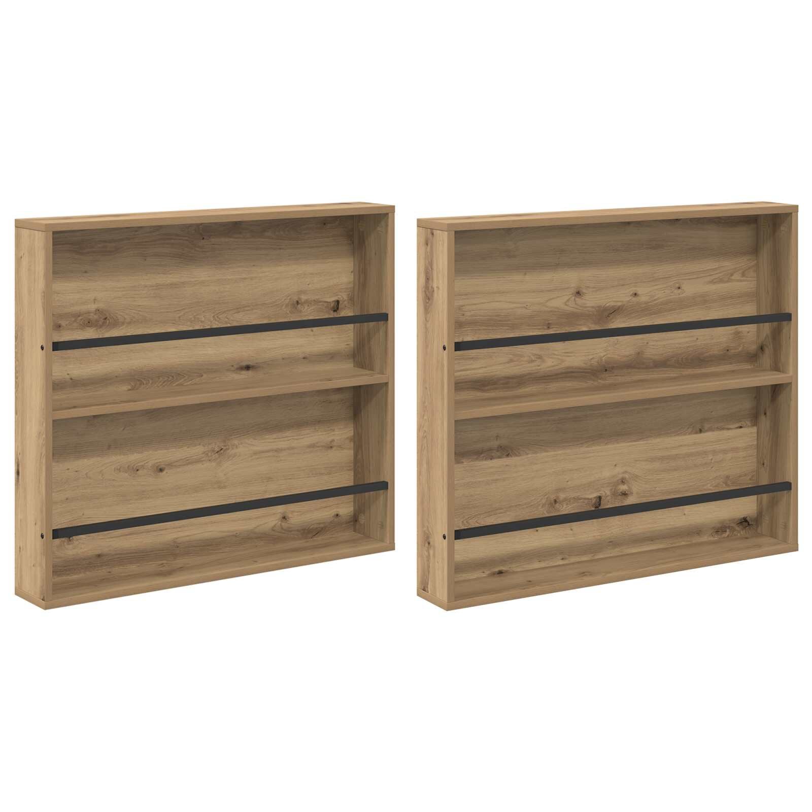 vidaXL Regál na časopisy s policí 2 ks Artisanový dub 80 x 12 x 70 cm