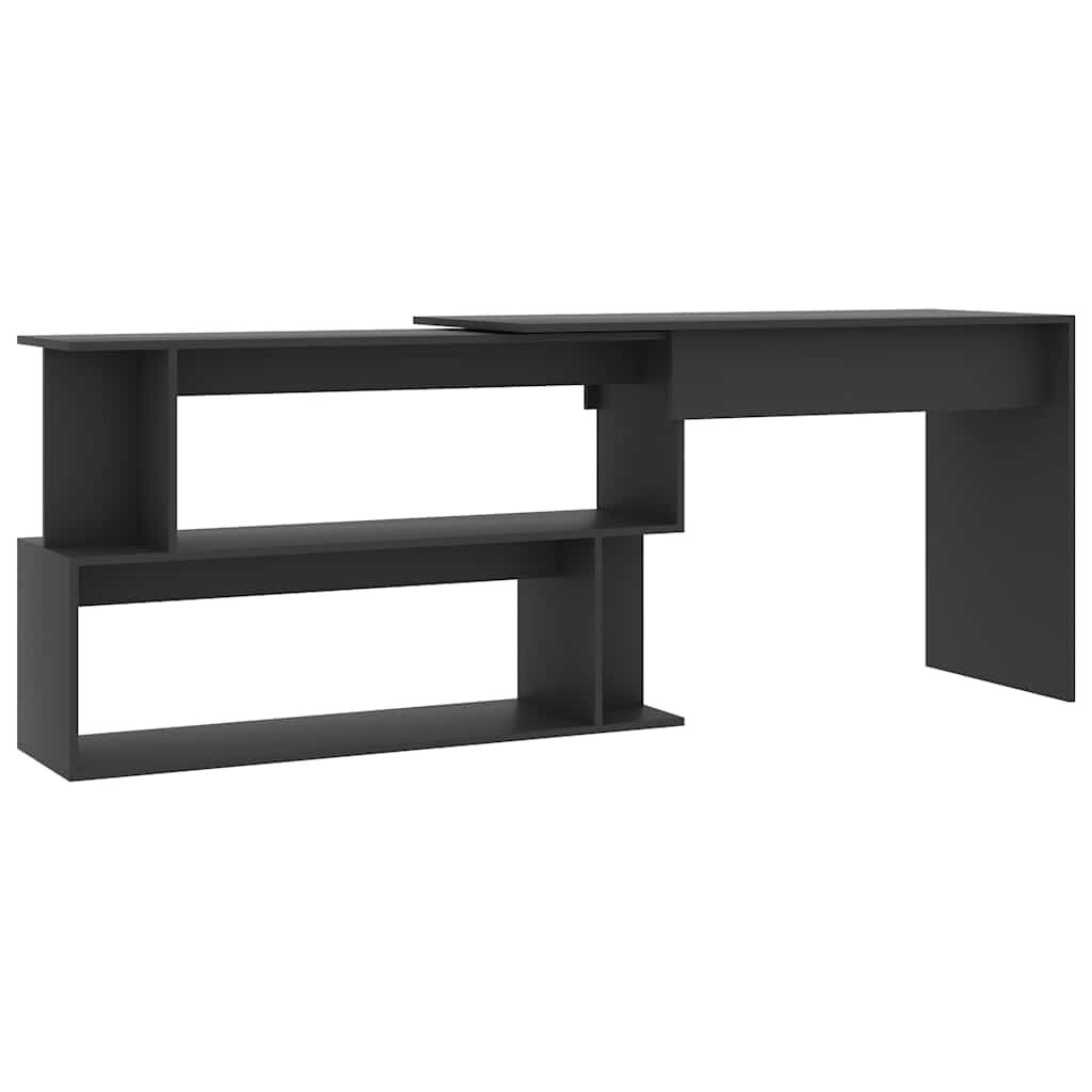 vidaXL Rohový psací stůl šedý 200 x 50 x 76 cm dřevotříska