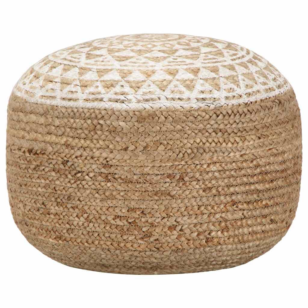 vidaXL Ručně vyrobený sedací puf bílý 45 x 30 cm juta
