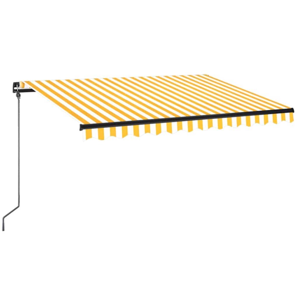 vidaXL Ručně zatahovací markýza s LED světlem 350 x 250 cm žlutobílá