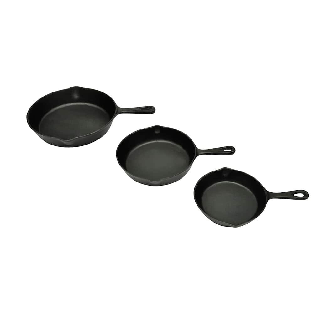vidaXL Sada 3 BBQ litinových pánví