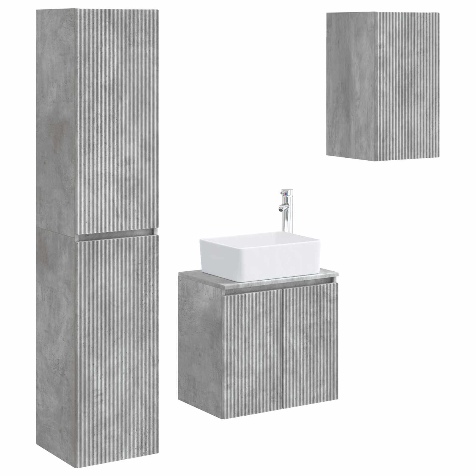 vidaXL Sada koupelnového nábytku 3 ks Betonově šedá 33 x 345 x 160 cm