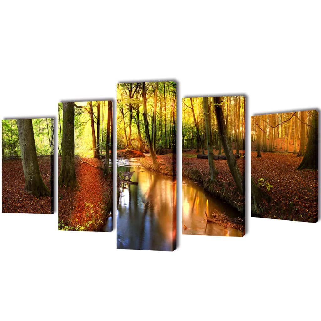 vidaXL Sada obrazů tisk na plátně les 200 x 100 cm