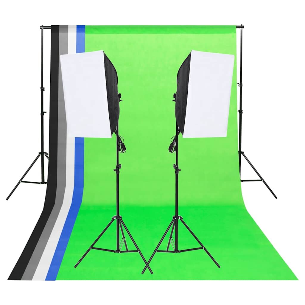 vidaXL Sada studiových světel s pozadími a softboxy