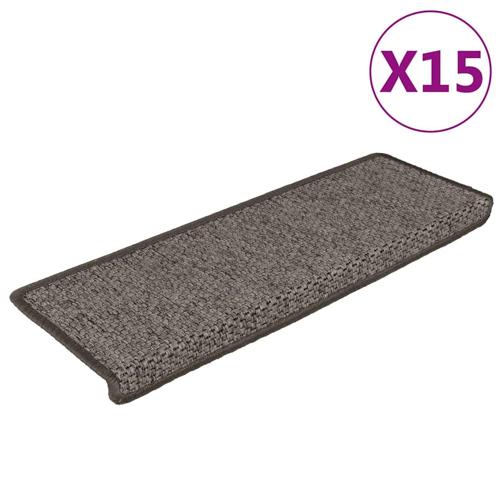 vidaXL Samolepící nášlapy na schody sisal 15ks 65x21x4cm šedé a béžové