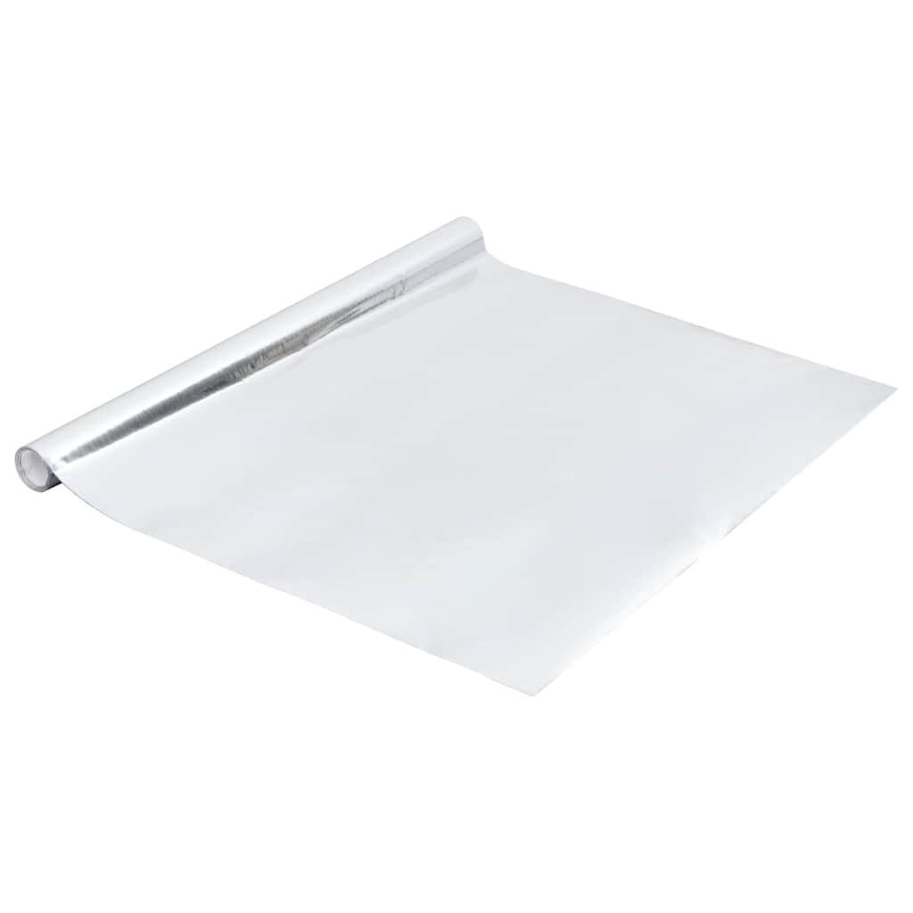 vidaXL Samolepící tapeta na nábytek stříbrná vysoký lesk 500x90 cm PVC