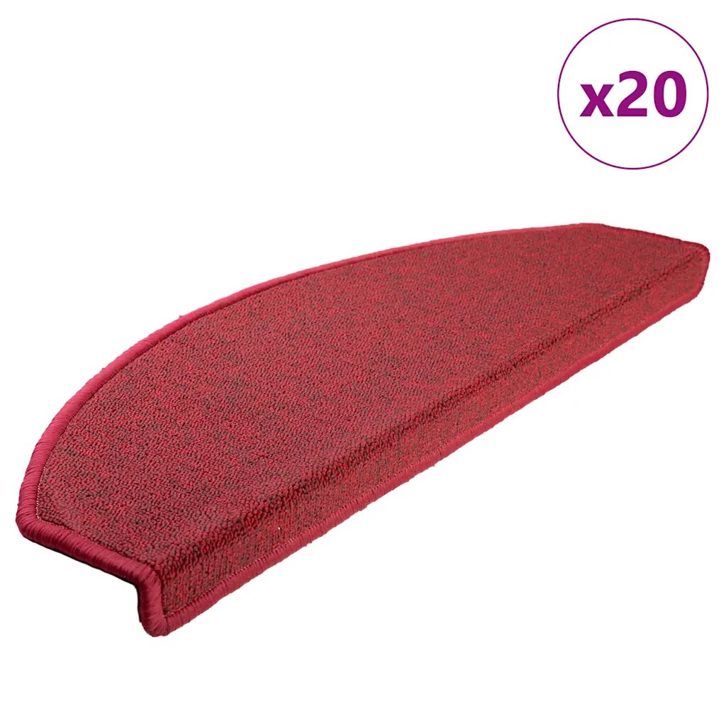 vidaXL Schodové rohože 20 ks 65 x 24 x 4 cm červené půlkulaté velké