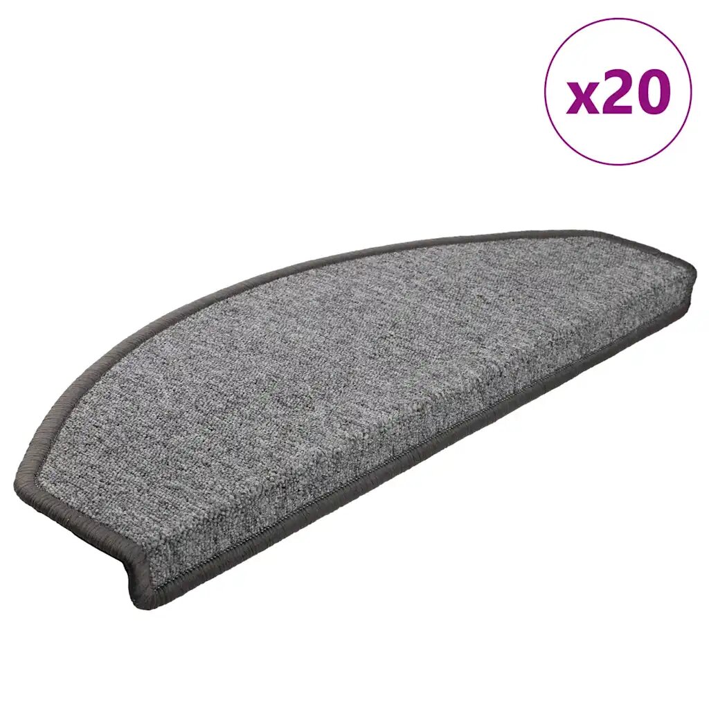 vidaXL Schodové rohože 20 ks 65 x 24 x 4 cm tmavě šedé půlkulaté velké